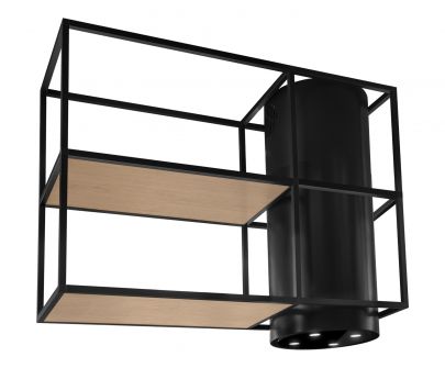 Frithængende emhætte Tubo Cage Asymmetric Wood Black Matt - Matsort - 120 cm