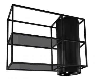 Frithængende emhætte Tubo Cage Asymmetric Glass Black Matt - Matsort