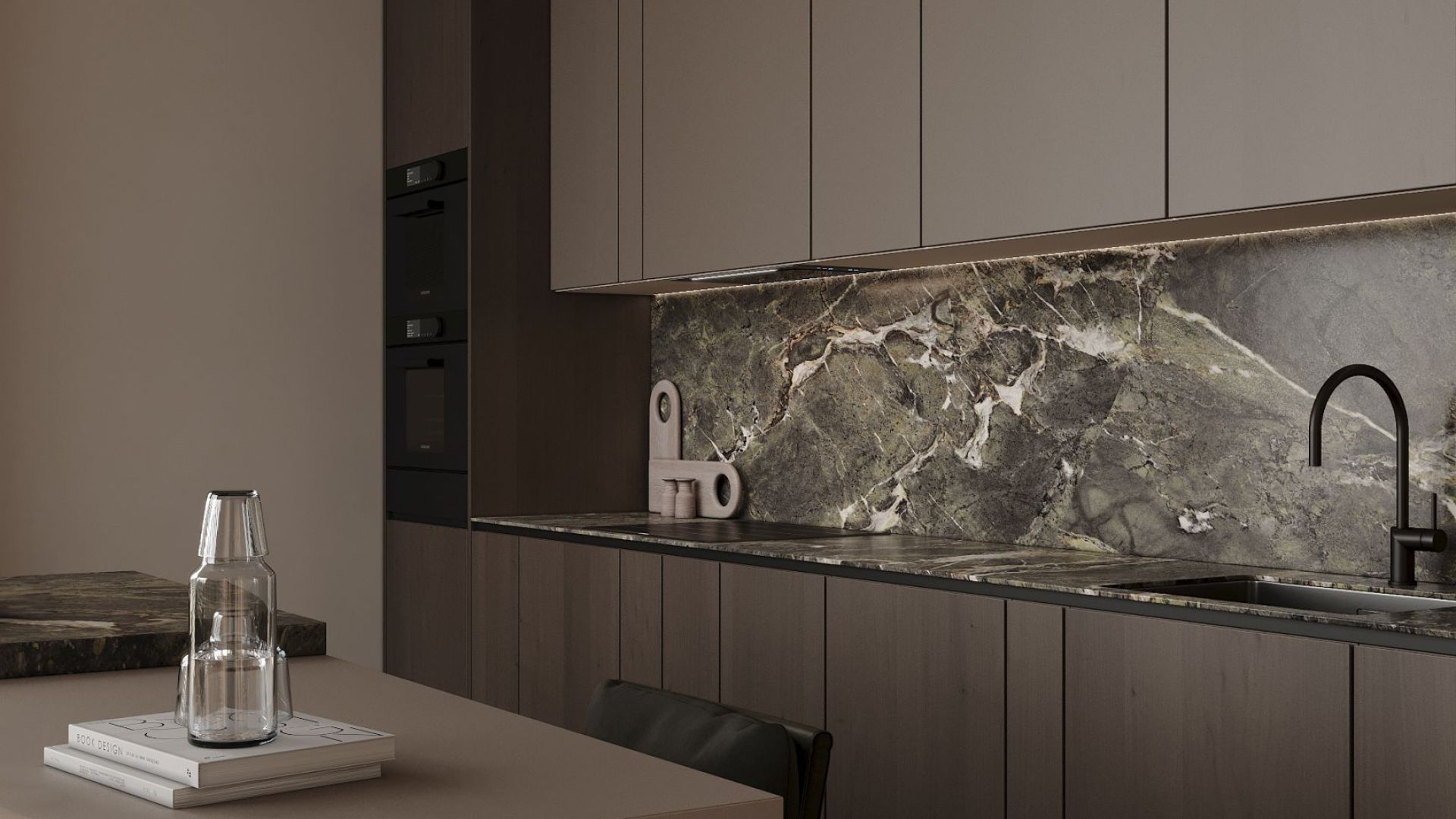 Skabsintegreret emhætte Micra Black Matt - Matsort - Wizualizacja