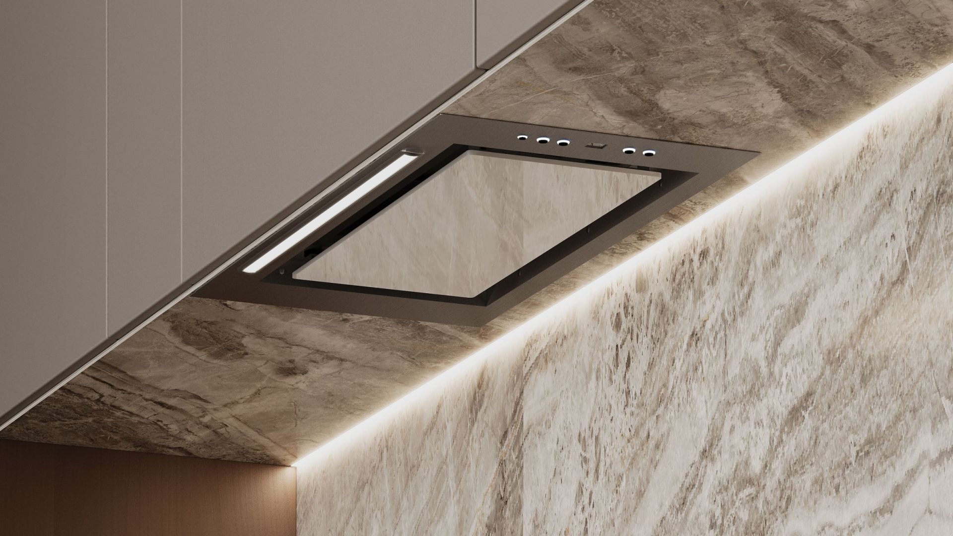 Skabsintegreret emhætte Micra White - Hvid - Wizualizacja 3