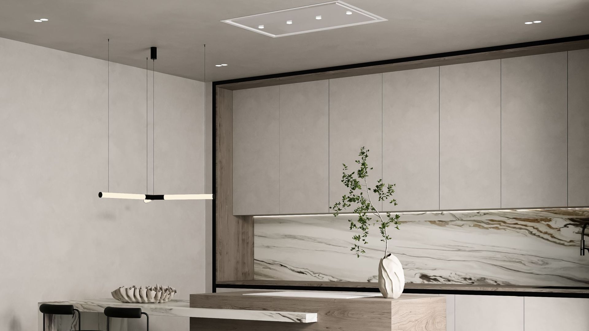 Loftsintegreret emhætte Planet Super Slim White - Hvid - Wizualizacja 4