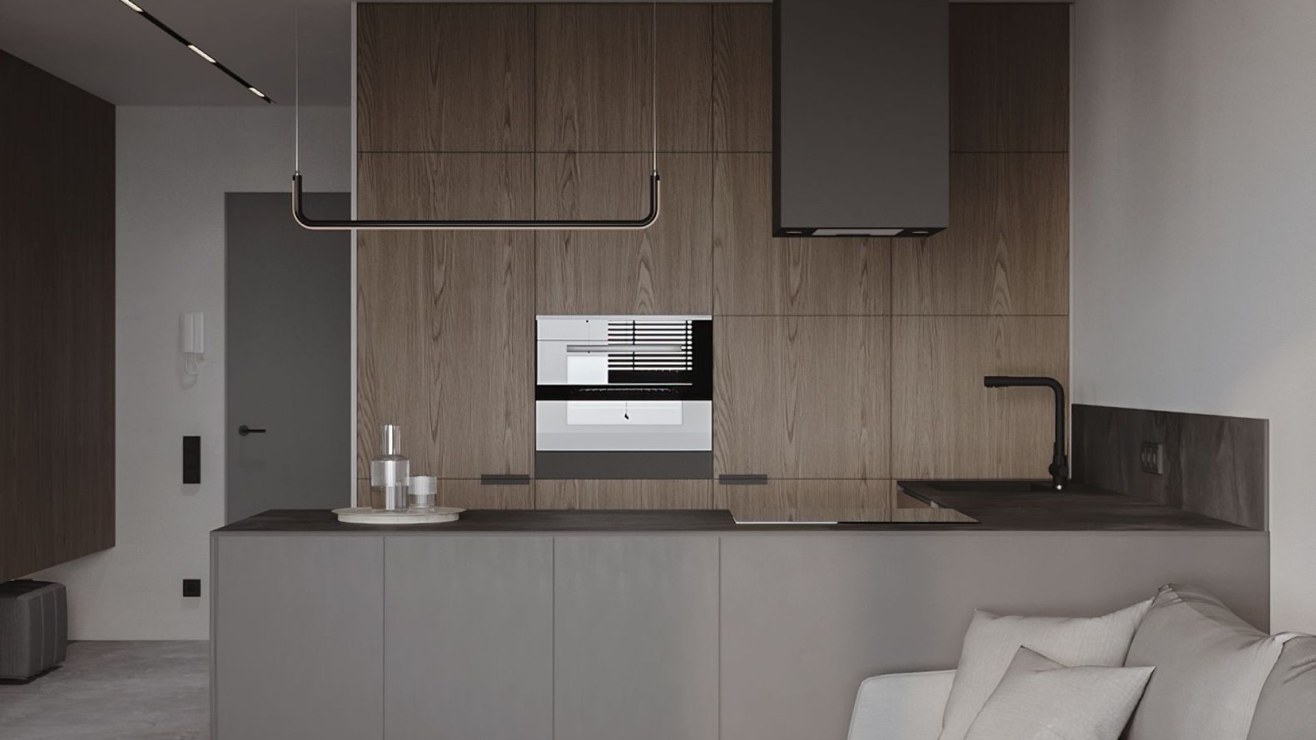 Frithængende emhætte Quadro Black Matt - Matsort - Wizualizacja 2