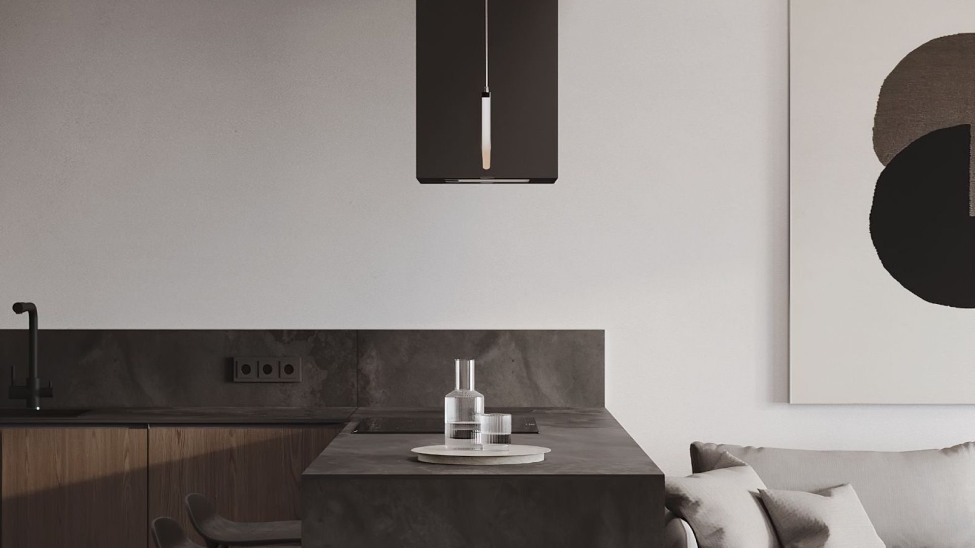 Frithængende emhætte Quadro Black Matt - Matsort - Wizualizacja 5