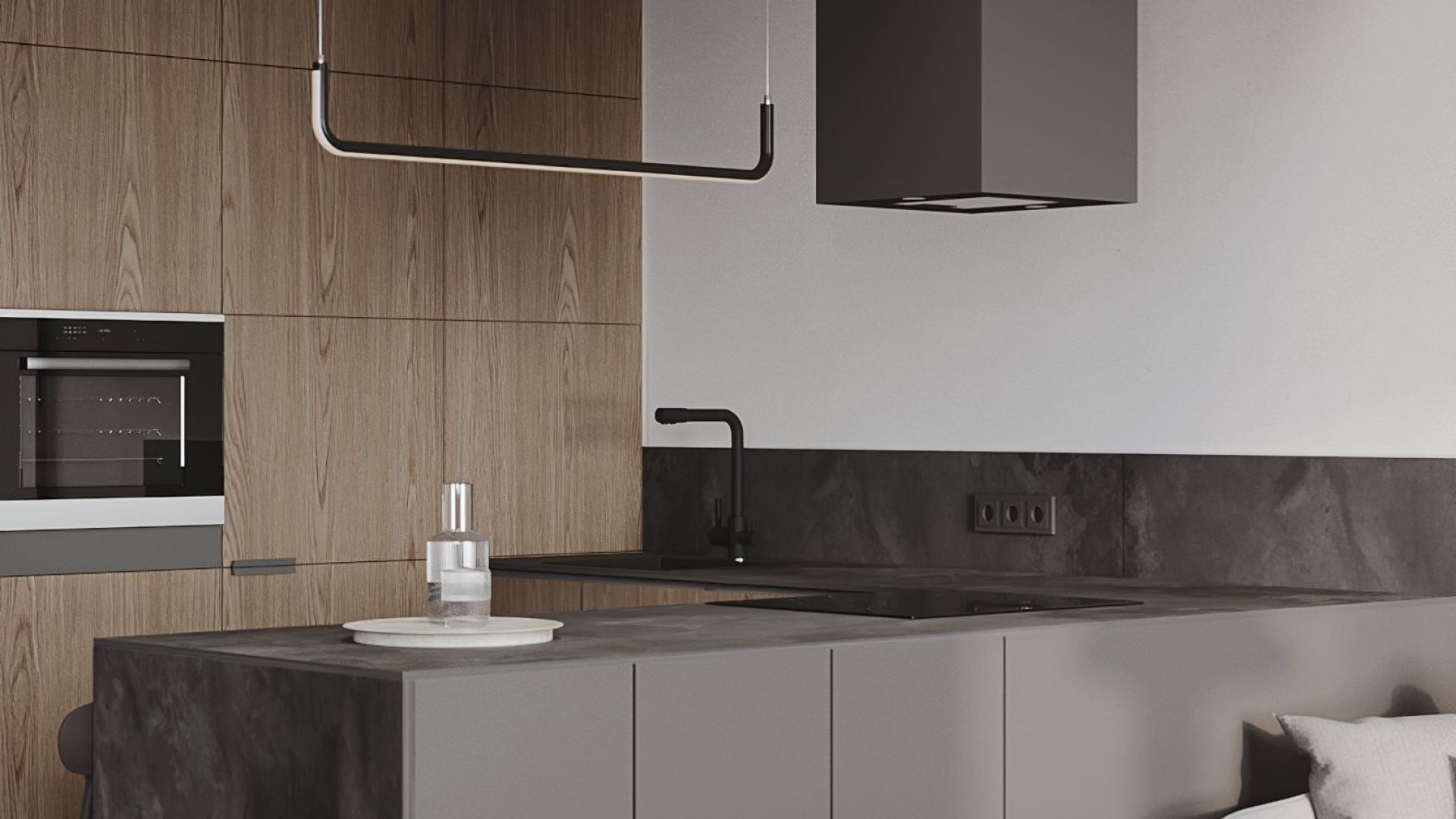 Frithængende emhætte Quadro Black Matt - Matsort - Wizualizacja 6