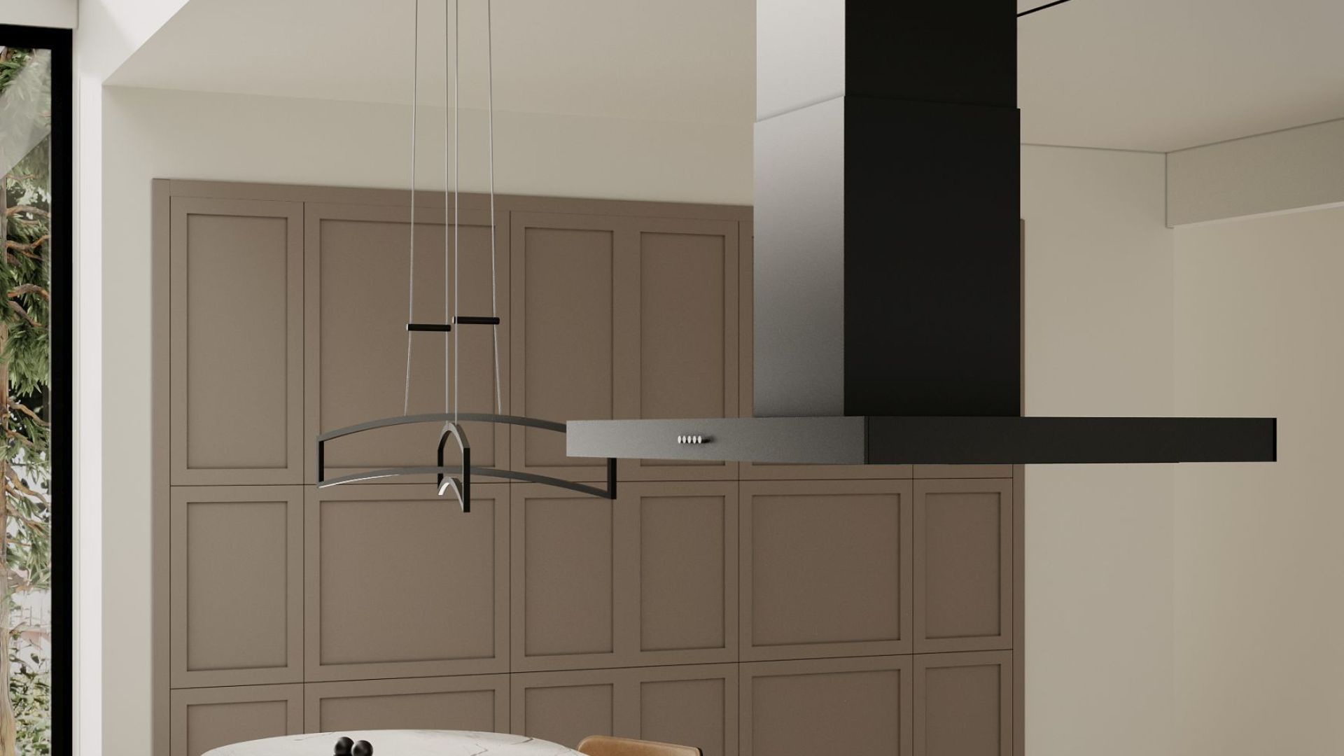 Frithængende emhætte Sento Eco Island Strips Black Matt - Matsort - Wizualizacja 7