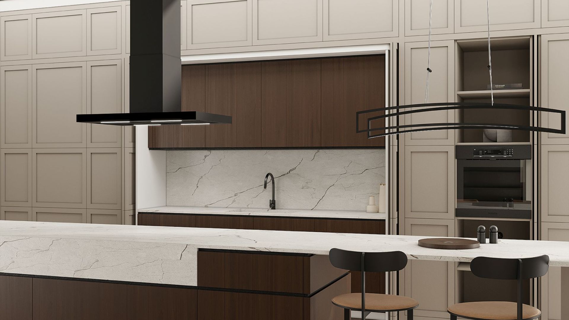 Frithængende emhætte Sento Eco Island Strips Black Matt - Matsort - Wizualizacja 8