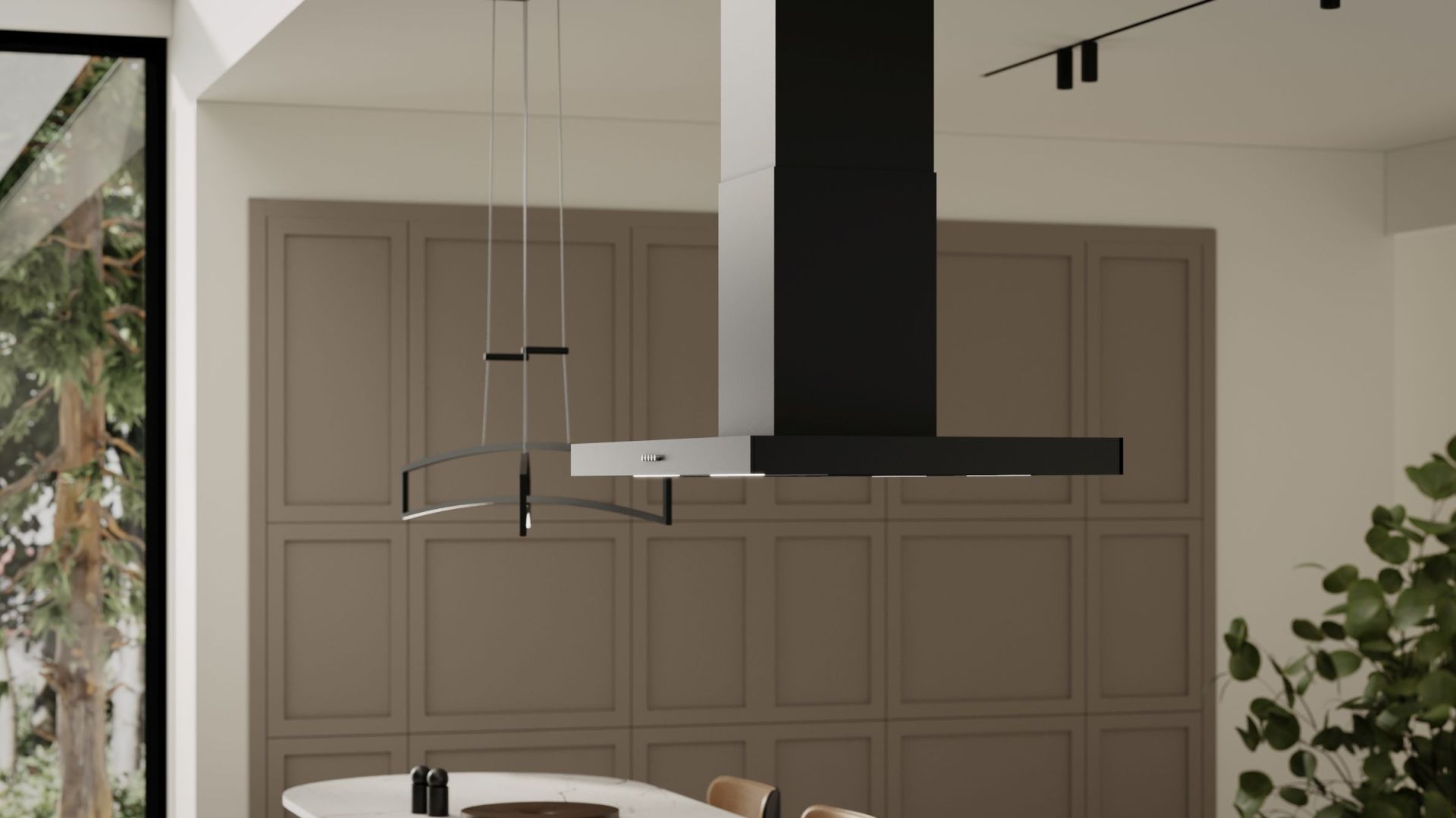 Frithængende emhætte Sento Eco Island Strips Black Matt - Matsort - Wizualizacja 9