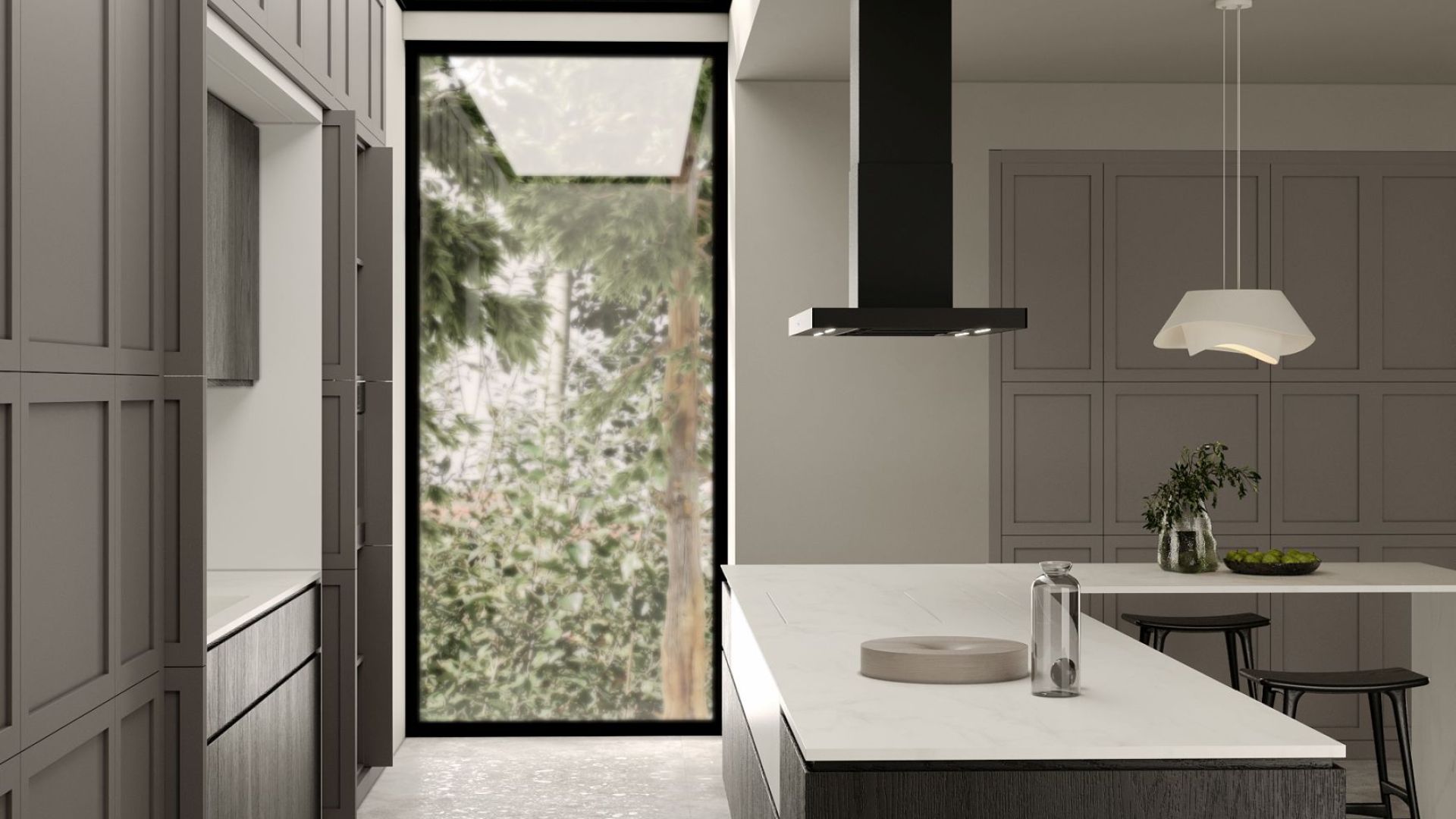 Frithængende emhætte Sento Island Strips Black Matt - Matsort - Wizualizacja 5