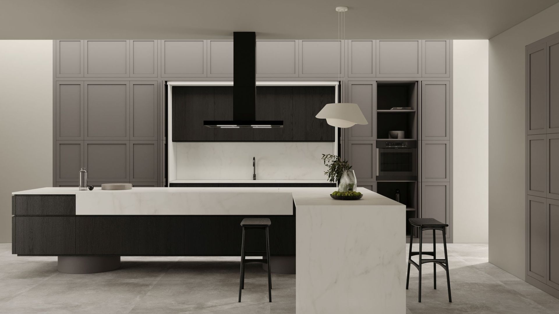 Frithængende emhætte Sento Island Strips Black Matt - Matsort - Wizualizacja 8