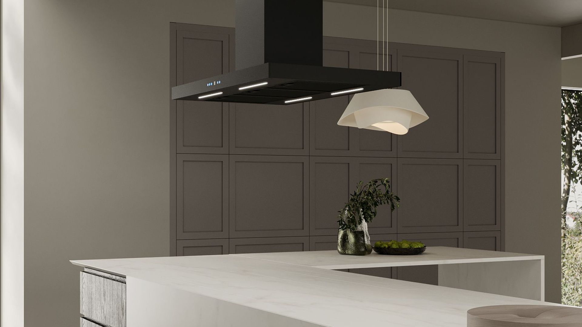 Frithængende emhætte Sento Island Strips Black Matt - Matsort - Wizualizacja 9