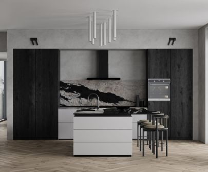 Væghængt emhætte Sento OR Strips Black Matt - Matsort - 50 cm / 60 cm / 80 cm / 90 cm - Wizualizacja