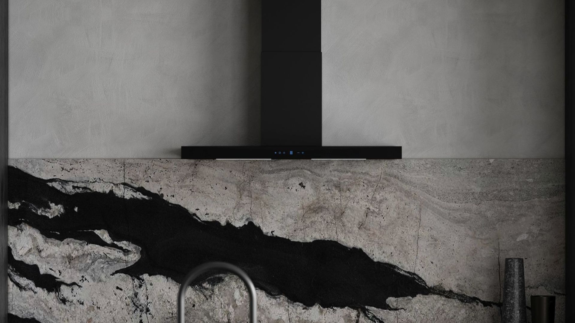 Væghængt emhætte Sento OR Strips Black Matt - Matsort - Wizualizacja 2