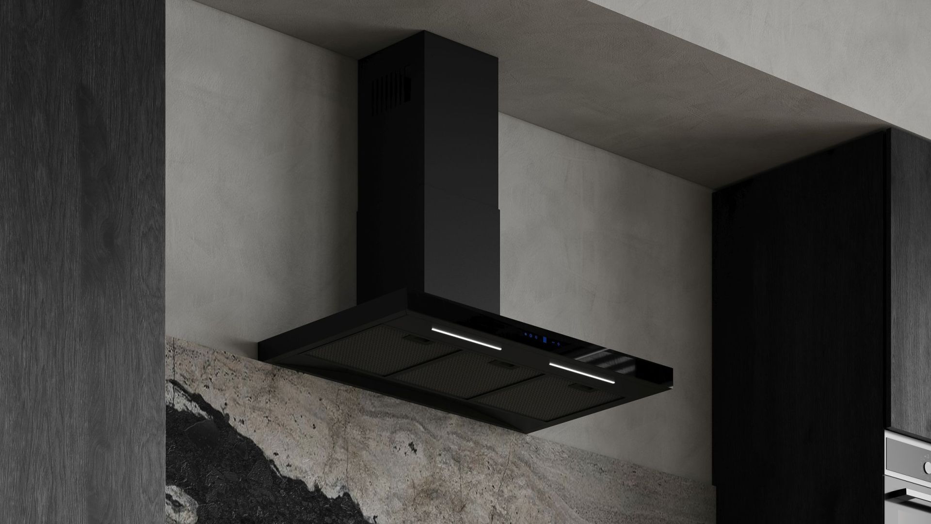 Væghængt emhætte Sento OR Strips Black Matt - Matsort - Wizualizacja 4