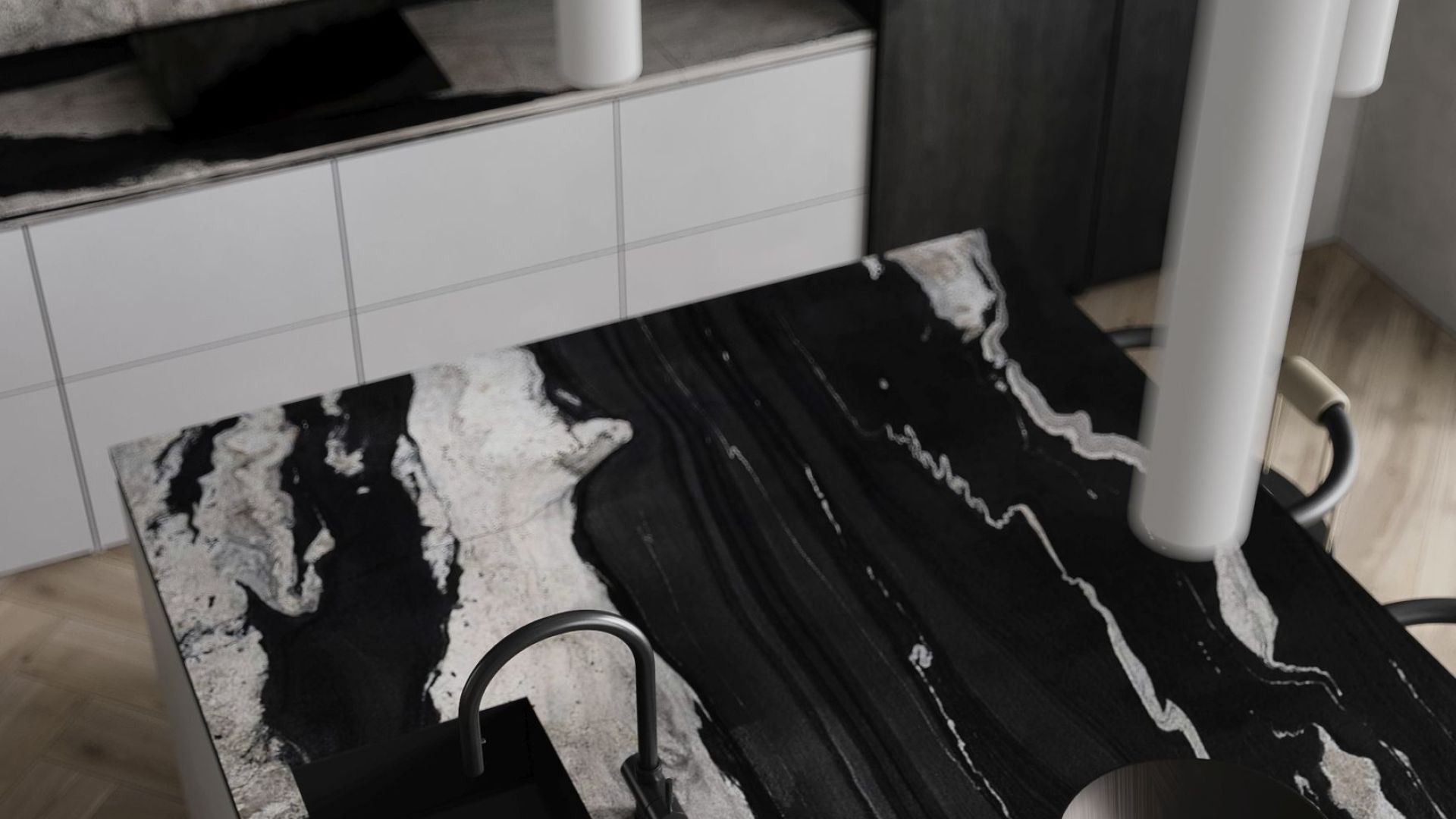 Væghængt emhætte Sento OR Strips Black Matt - Matsort - Wizualizacja 5