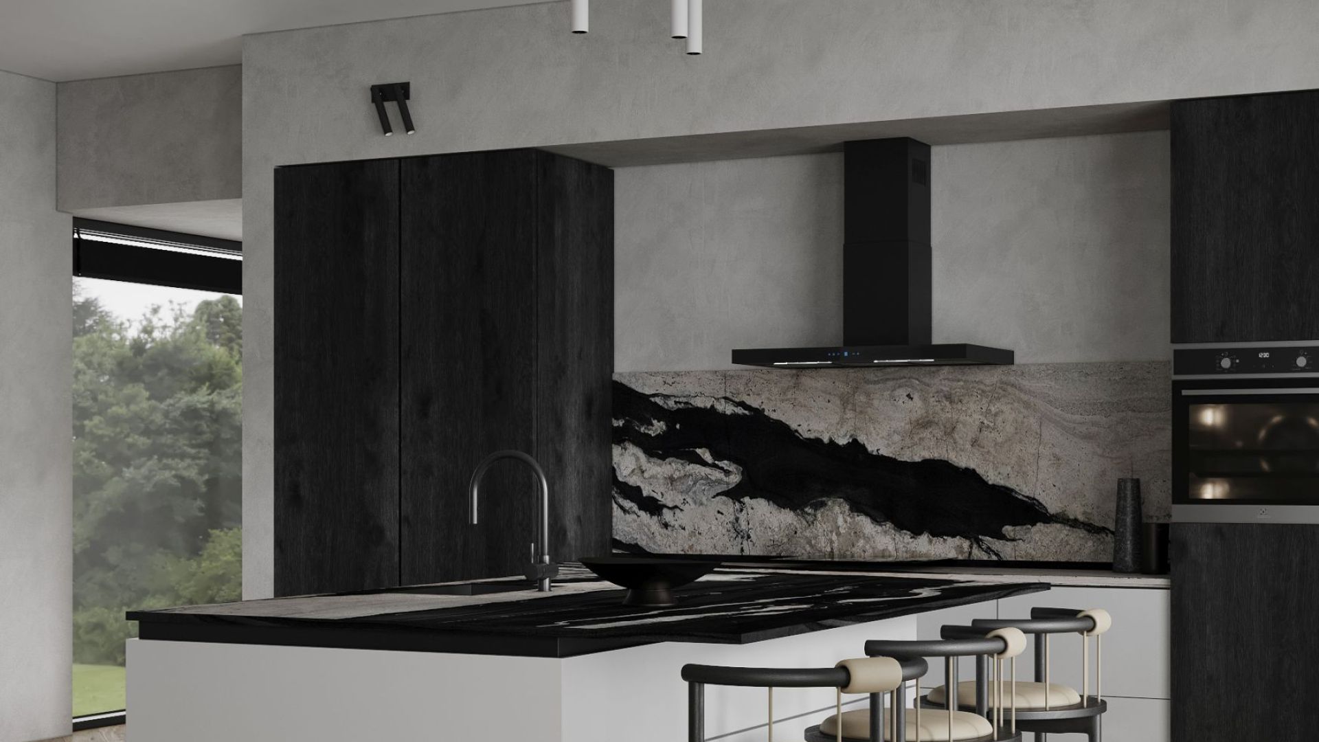 Væghængt emhætte Sento OR Strips Black Matt - Matsort - Wizualizacja 7