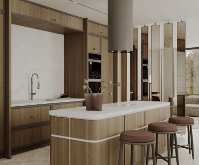 Frithængende emhætte Tubo Taupe - Taupe - 40 cm - Wizualizacja