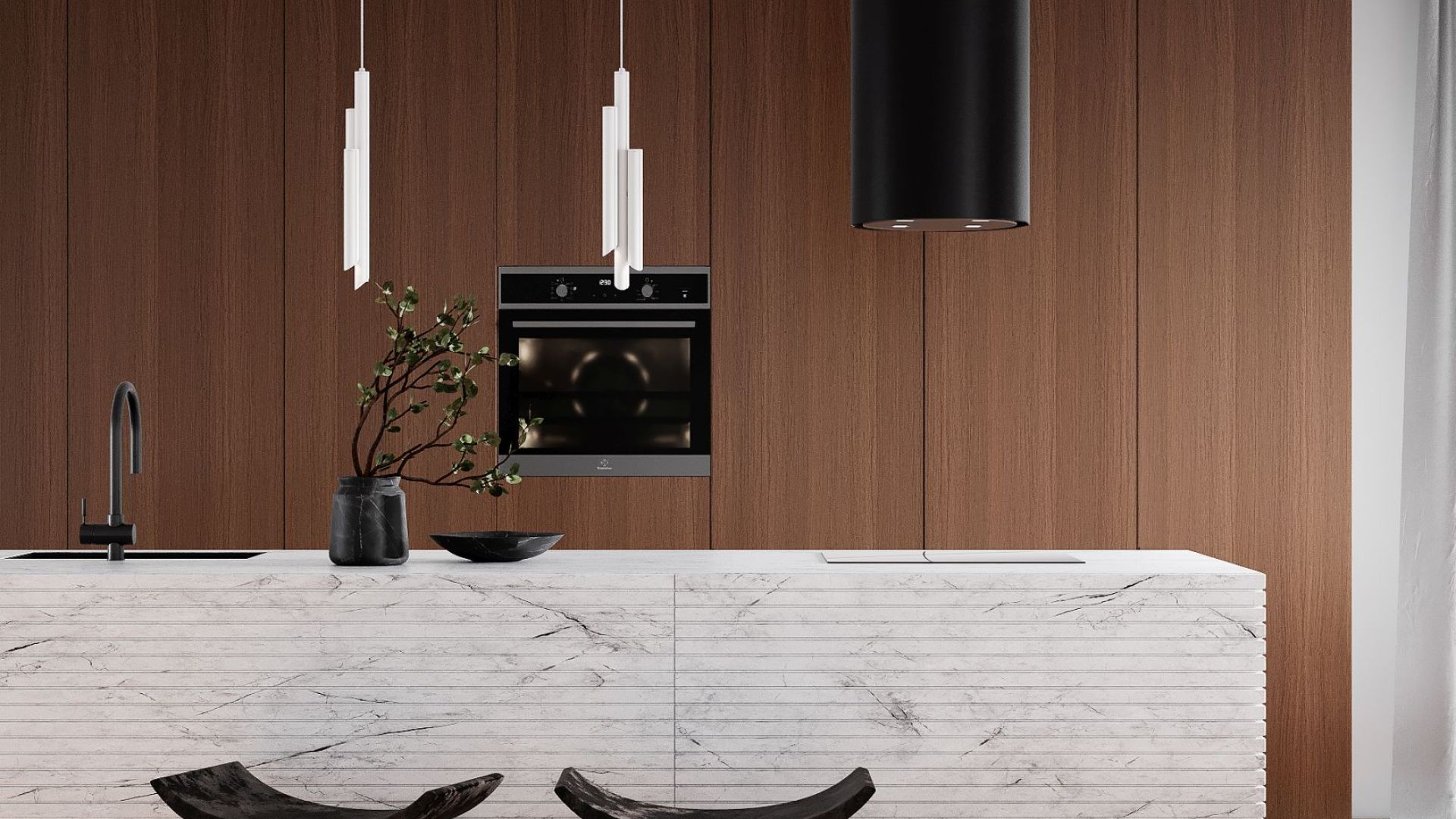 Frithængende emhætte Tubo Black Matt - Matsort - Wizualizacja 5