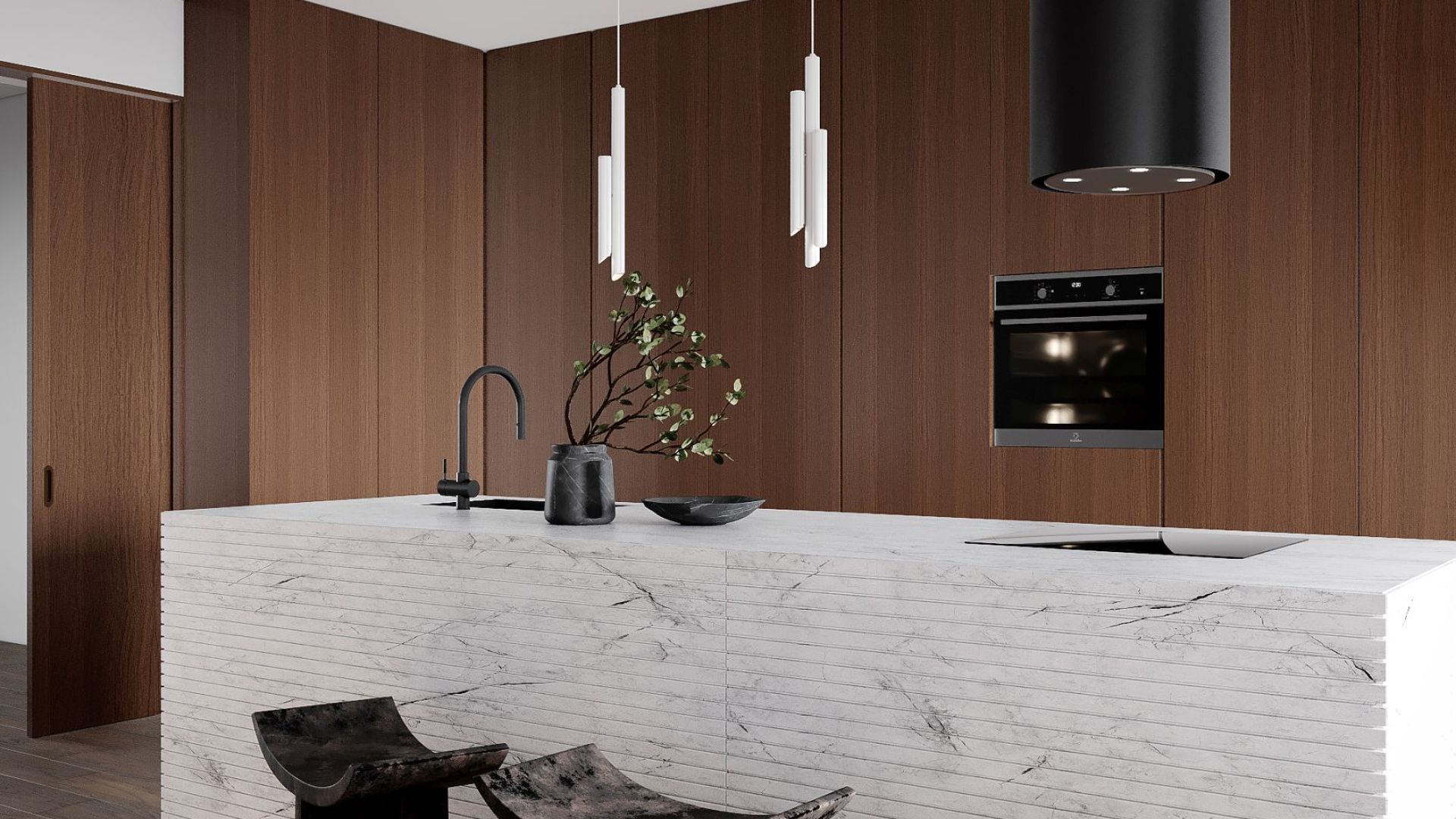 Frithængende emhætte Tubo Black Matt - Matsort - Wizualizacja 7