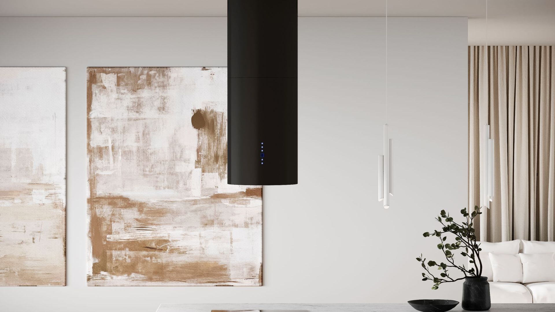 Frithængende emhætte Tubo Black Matt - Matsort - Wizualizacja 6