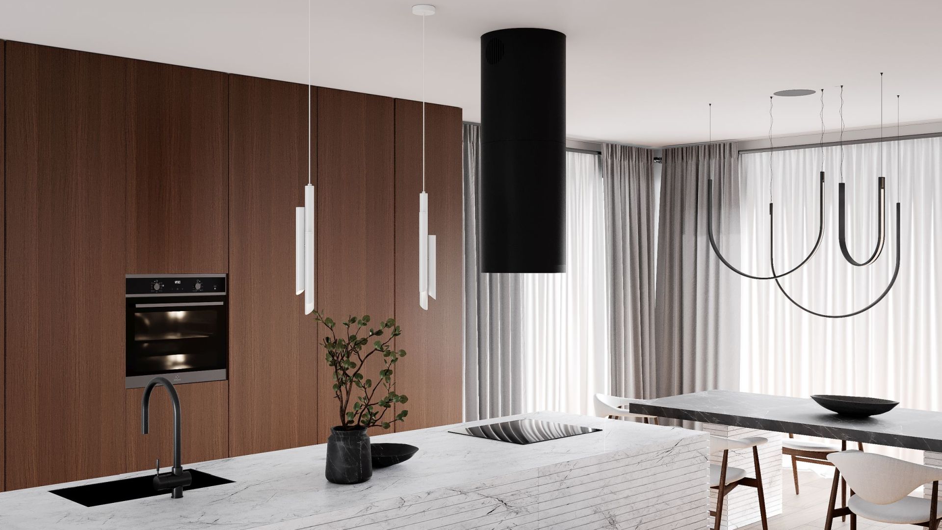 Frithængende emhætte Tubo Black Matt - Matsort - Wizualizacja 8